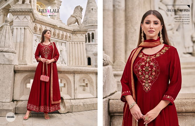 Bibbojaan By Lily And Lali Vichitra Silk Anarkali Style Readymade Suits Wholesale Shop In Surat